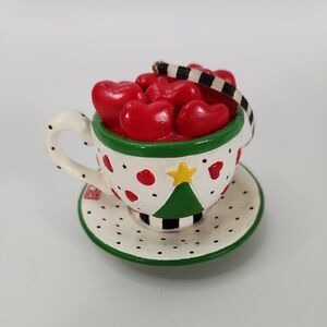 MARY ENGELBREIT Kurt Adler Christmas Collection Ornament Tea Cup of Hearts